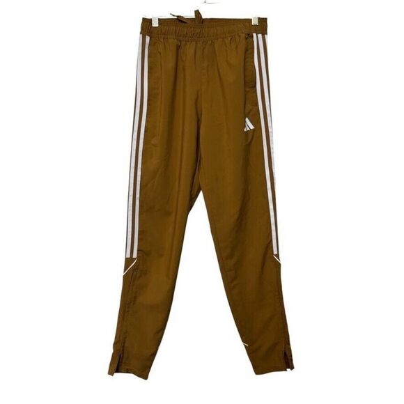 Adidas Trio League Soccer Woven‎ Pants Men's S Gold White Stripe Pockets - Picture 1 of 7